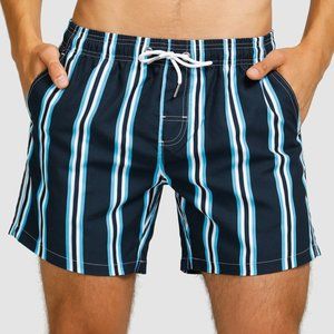 Men's Blue Striped Bathing Suit